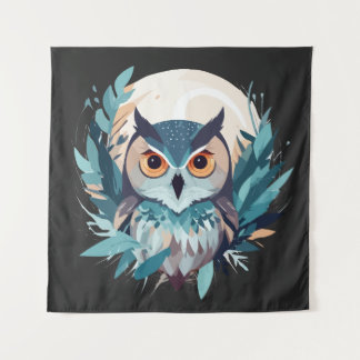 Tenture Chouette Faune Animaux Nature Extérieure Aquarelle