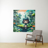 Tenture Chouette mignonne en Béanie colorée (En situation)