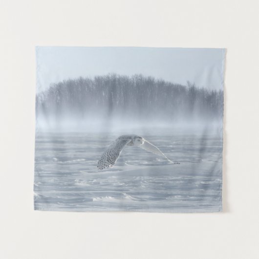 Tenture Chouette Neige Volant En Hiver (Devant (Horizontal))