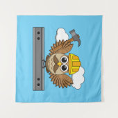 Tenture Chouette ouvrier de construction mignon avec dessi (Devant (Horizontal))