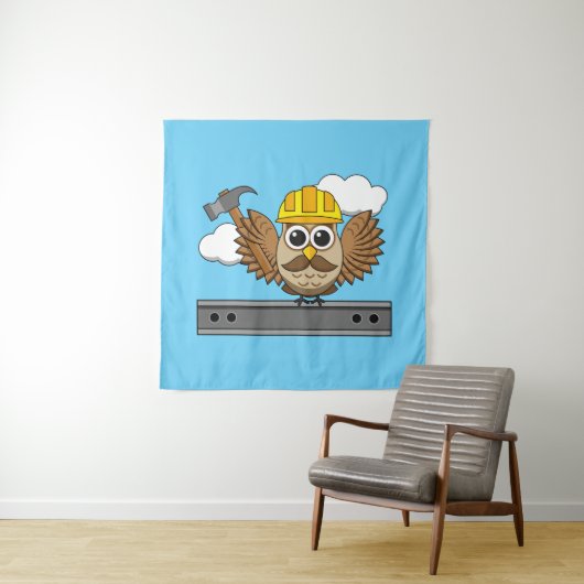 Tenture Chouette ouvrière de construction mignonne avec de (En situation)