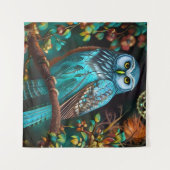 Tenture Chouette turquoise (Devant (Horizontal))