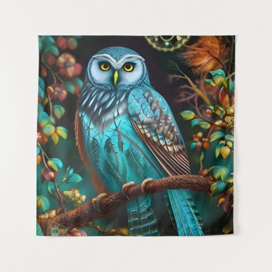 Tenture Chouette turquoise (Devant)