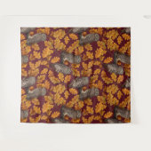 Tenture Chouettes d'automne sur rouge foncé (Devant (Horizontal))