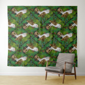 Tenture Chouettes, fougères, chênes et baies (En situation (horizontale))