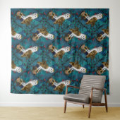 Tenture Chouettes, fougères, chênes et baies 3 (En situation (horizontale))