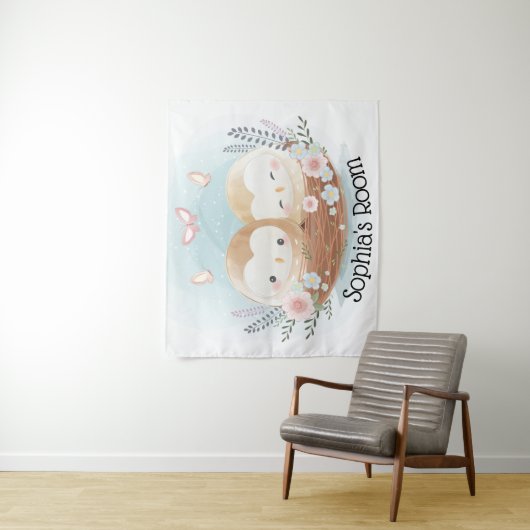 Tenture Chouettes mignonnes (En situation)