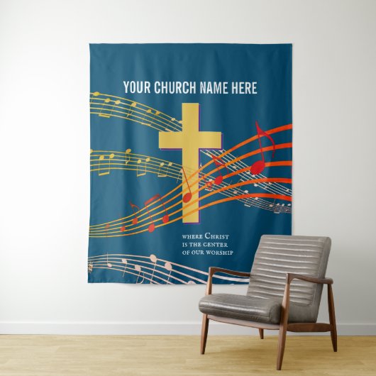 Tenture CHRIST LE CENTRE Culte chrétien (En situation)