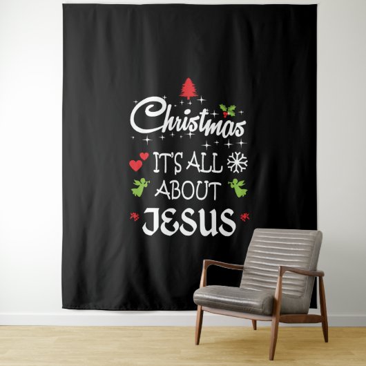 Tenture Christian Christmas - It's All About Jesus T-Shirt (En situation)