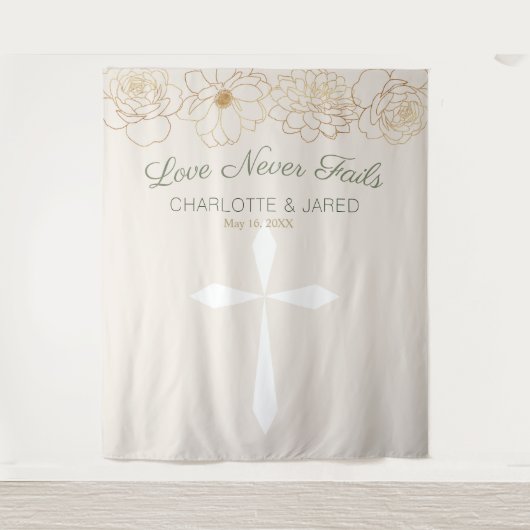 Tenture Christian Cross Gold Flowers Tapestry Mariage (Devant)