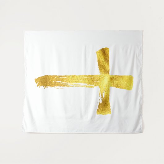 Tenture Christian Gold Brush Cross - Modern Crucifix (Devant (Horizontal))