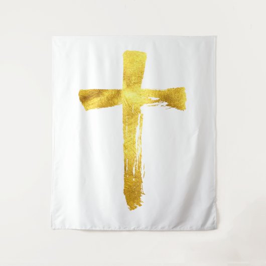Tenture Christian Gold Brush Cross - Modern Crucifix (Devant)
