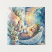 Tenture Christmas Angel with Lamb in Winter Peace (Devant (Horizontal))