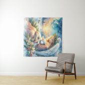 Tenture Christmas Angel with Lamb in Winter Peace (En situation (horizontale))