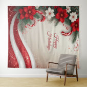 Tenture Christmas Floral Candy Canes Holiday Backdrop (En situation (horizontale))