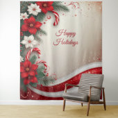 Tenture Christmas Floral Candy Canes Holiday Backdrop (En situation)