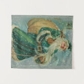 Tenture Christmas Greetings-Retro Santa Claus Postcard (Devant (Horizontal))