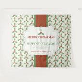 Tenture Christmas Holly Pattern Green Holly Red Berries (Devant (Horizontal))