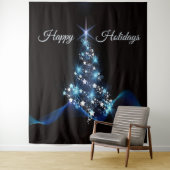 Tenture Christmas Party Blue Tree Shiny Black Elegant (En situation)