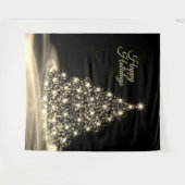 Tenture Christmas Party Golden Shiny Tree Winter Black (Devant (Horizontal))