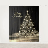 Tenture Christmas Party Golden Shiny Tree Winter Black (Devant)