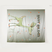 Tenture Christmas Party Green Deers Holidays Cute (Devant (Horizontal))