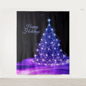 Tenture Christmas Party Pink Blue Tree Winter Black Rustic (Devant)