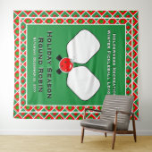 Tenture Christmas Pickleball Party Personalize Photo Booth (En situation (horizontale))