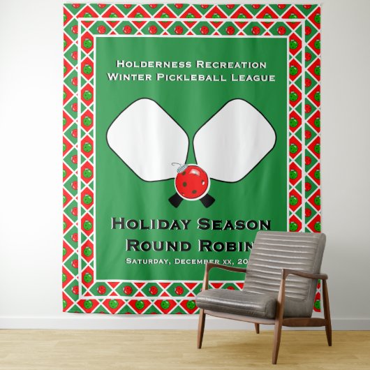 Tenture Christmas Pickleball Party Personalize Photo Booth (En situation)