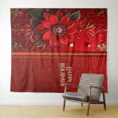 Tenture Christmas Red Flower Holiday Backdrop (En situation (horizontale))