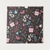 Tenture Christmas seamless pattern with tree, snow, gift (Devant)