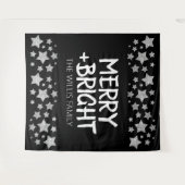 Tenture Christmas Sparkle Stars Joyeux Nom de famille (Devant (Horizontal))