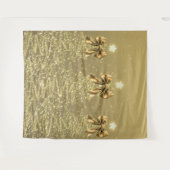 Tenture Christmas Sparkling Trees Gold Faux Bow (Devant (Horizontal))