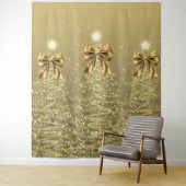 Tenture Christmas Sparkling Trees Gold Faux Bow (En situation)