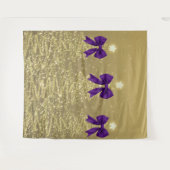 Tenture Christmas Sparkling Trees Gold Faux Purple Bow (Devant (Horizontal))