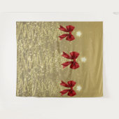 Tenture Christmas Sparkling Trees Gold Faux Red Bow  (Devant (Horizontal))