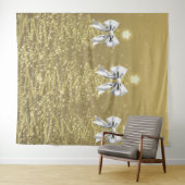 Tenture Christmas Sparkling Trees Gold Faux Silver Bow  (En situation (horizontale))