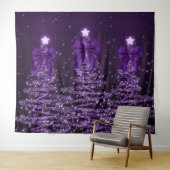 Tenture Christmas Sparkling Trees Purple Faux Bow (En situation (horizontale))