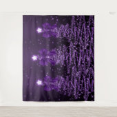 Tenture Christmas Sparkling Trees Purple Faux Bow (Devant)