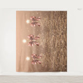Tenture Christmas Sparkling Trees Rose Gold Faux Bow  (Devant)