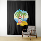 Tenture Christmas Tropical Beach Funny Santa Claus (En situation)