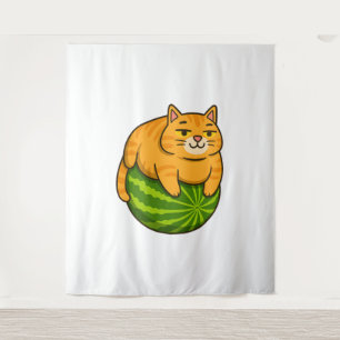 Tenture Chubby Chat sur Watermelon Meme Shirt