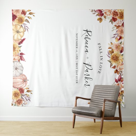 Tenture Chute en amour fleurs citrouilles Backdrop Cabine  (En situation (horizontale))