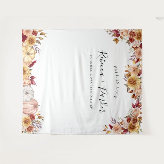 Tenture Chute en amour fleurs citrouilles Backdrop Cabine  (Devant (Horizontal))