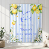 Tenture Ciao Baby Blue Citrus Lemons Baby Shower Backdrop