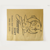 Tenture Ciel Envoyé Lune Étoiles Or Shower Bébé  (Devant (Horizontal))