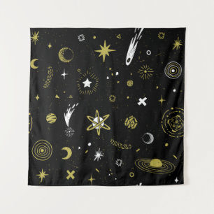 Tenture Ciel nocturne : motif cosmique sans soudure.