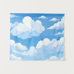 Tenture Ciel Plein de Nuages Peinture de Ciel Bleu à l'A