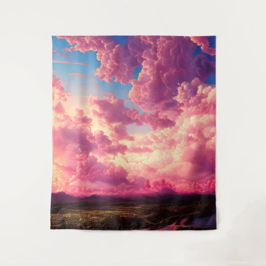 Tenture Ciel rose céleste (Devant)