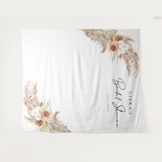 Tenture CIERA Boho Terracotta Pampas Fête des mariées en h (Devant (Horizontal))